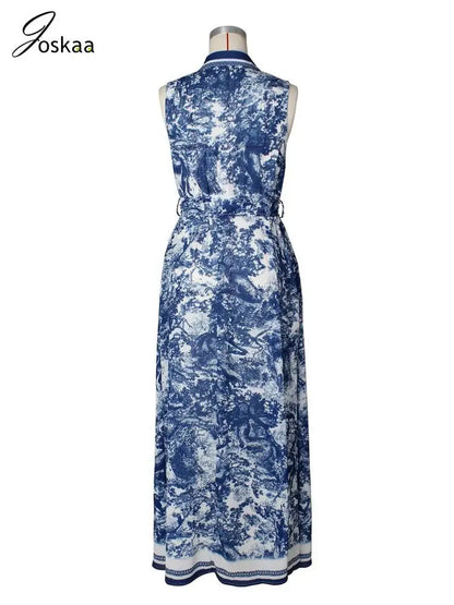 Women's Floral Print Sleeveless Maxi Bikini Set Blue – Detail View