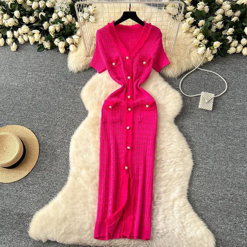 Women's Knit Short Sleeve Ribbed Bodycon Dress
