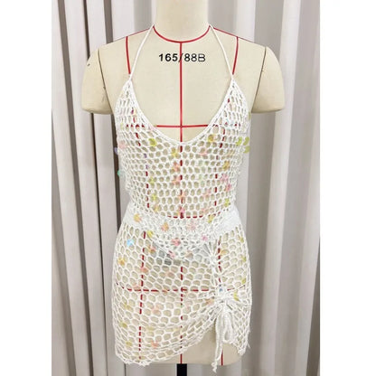 Women's Sequin Knit Backless Halter Bikini Set