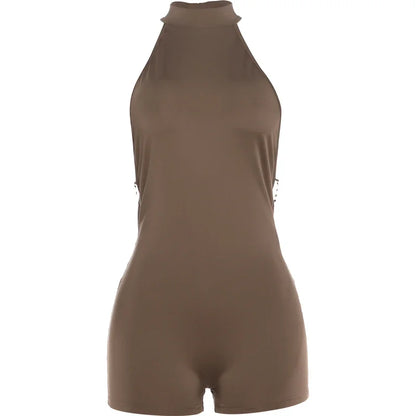 Women's Sequin Backless Halter Sleeveless Romper - Detail View 6