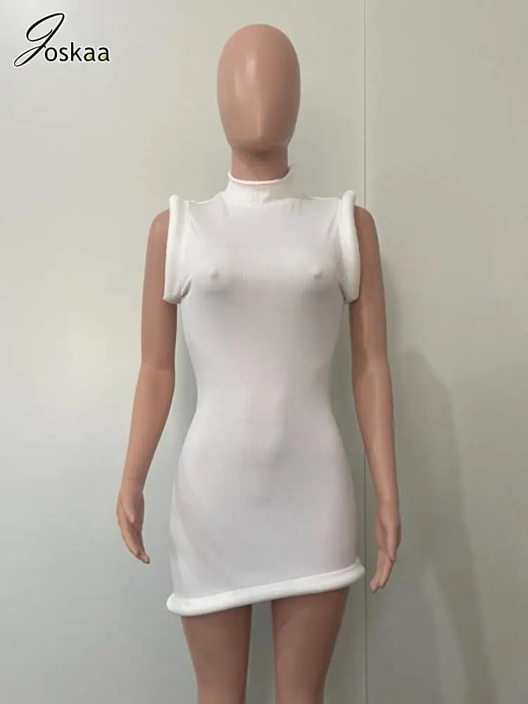 Wholesale Women's Sleeveless Bodycon Mini Dress White – Back View