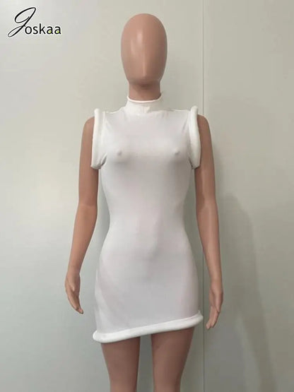 Wholesale Women's Sleeveless Bodycon Mini Dress White – Back View
