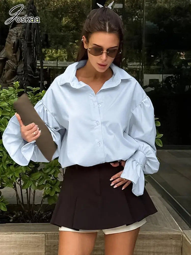 Women's Long Sleeve Oversized Shirt Fall Top – Women's Fashion Wholesale – Front View