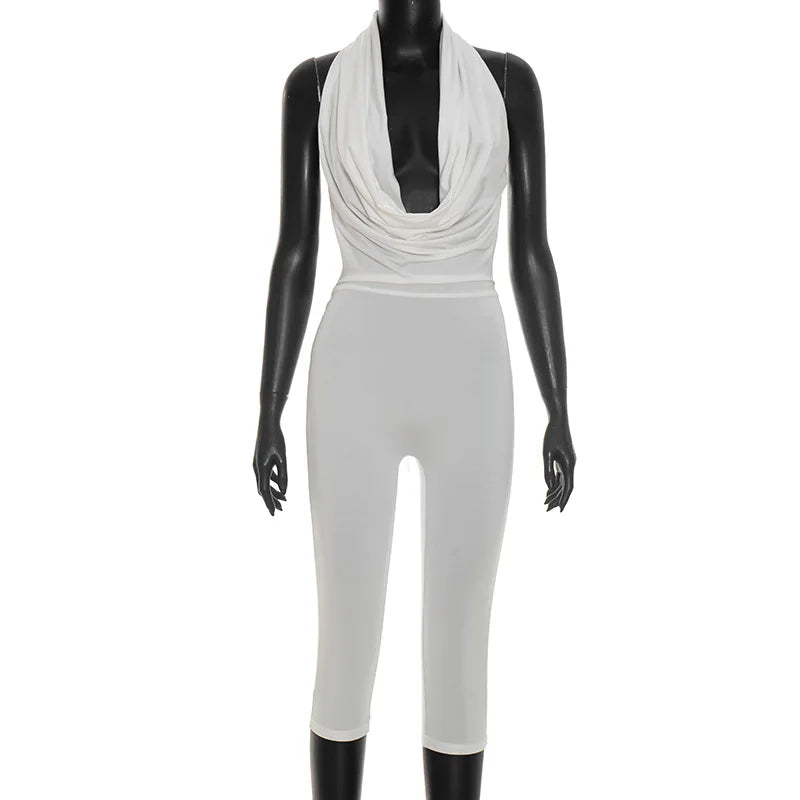 Women's Backless V-neck Halter Sleeveless Romper - Additional View 10