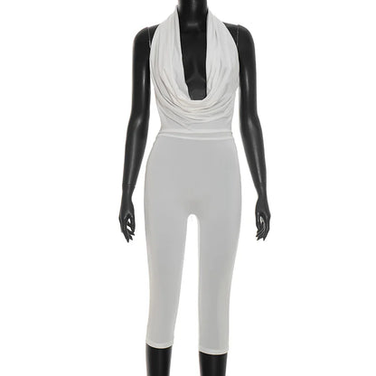 Women's Backless V-neck Halter Sleeveless Romper - Additional View 10