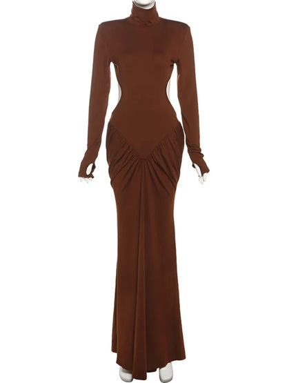 Women's Ruched Backless Cutout Maxi Dress