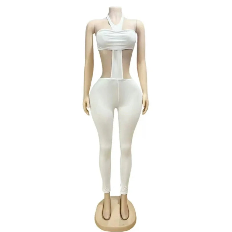 Women's Backless Halter Strapless Two Piece Set