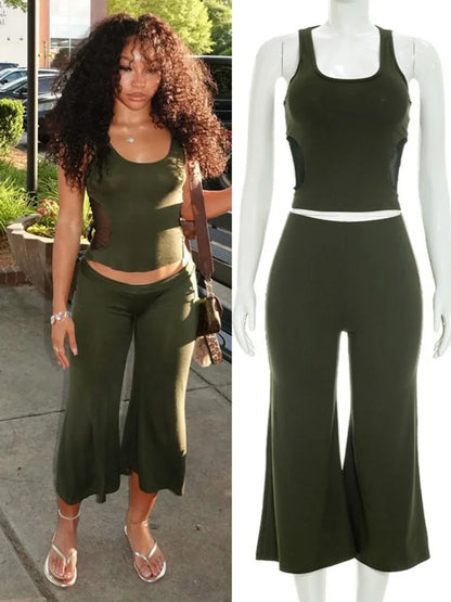 Women's Mesh High Waist Wide Leg Two Piece Set - Additional View 8