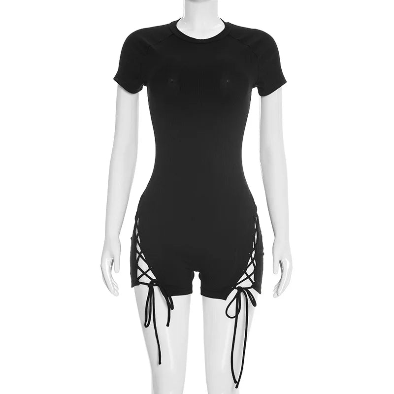 Women's Knit Short Sleeve Bodycon Romper