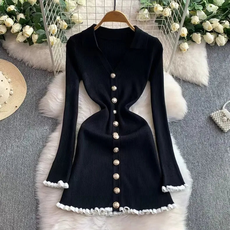 Joskaa Ribbed Knit Long Sleeve Bodycon Mini Dress - mini dress image 4