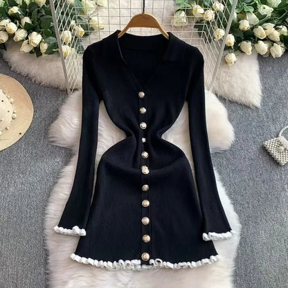 Joskaa Ribbed Knit Long Sleeve Bodycon Mini Dress - mini dress image 4