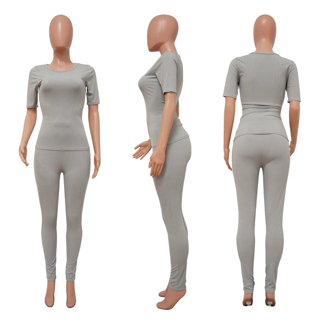 Women's Ribbed Knit Bodycon High Waist Two Piece Set - Additional View 9