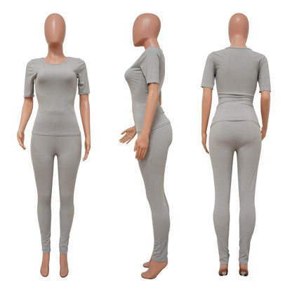 Women's Ribbed Knit Bodycon High Waist Two Piece Set - Additional View 9