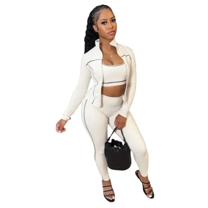 Women's Crop Zip Fall Sporty Two Piece Set