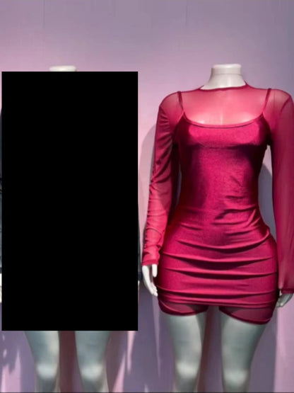 Joskaa Mesh Zip Up Bodycon Two Piece Set - two piece set image 6