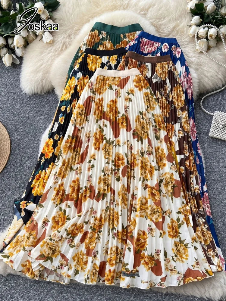 Women's Floral Print High Waist Maxi Dress - Side View