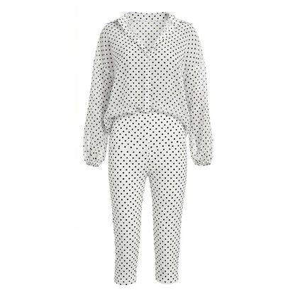 Women's Polka Dot Long Sleeve High Waist Two Piece Set Hipster - Detail View 6