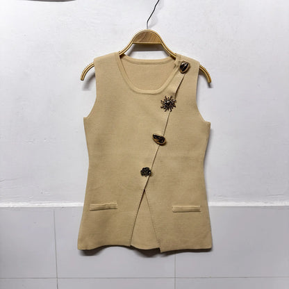 Women's Knit Sleeveless Bodycon Ribbed Jacket