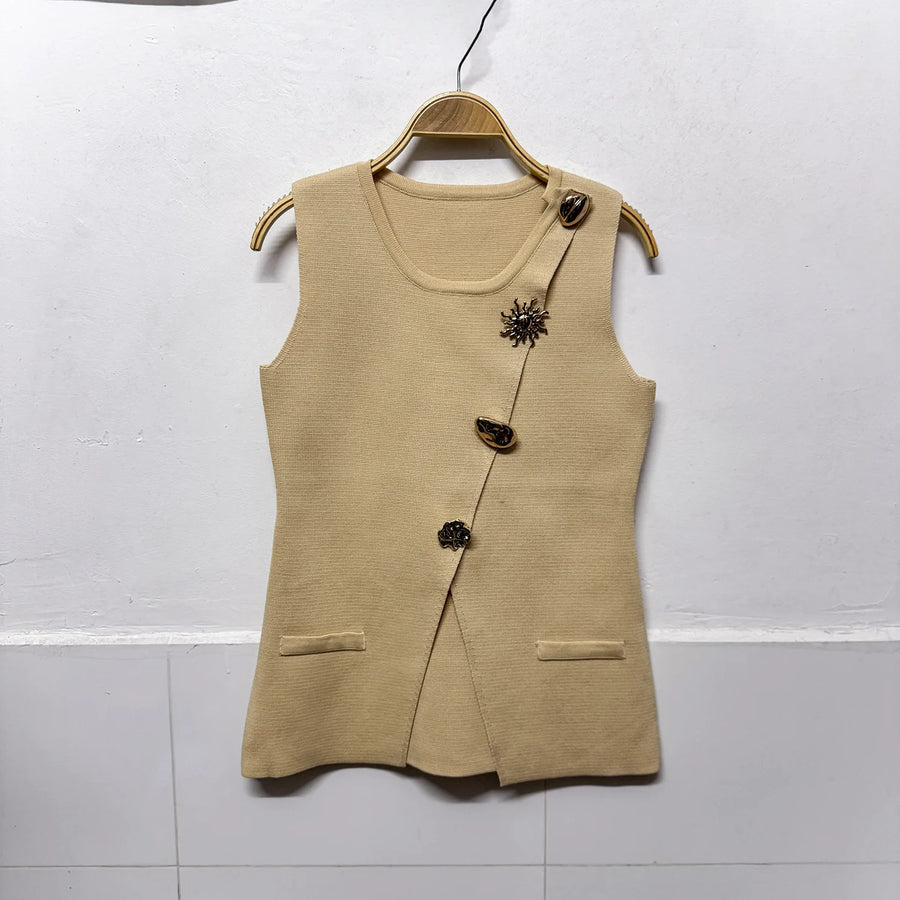 Women's Knit Sleeveless Bodycon Ribbed Jacket