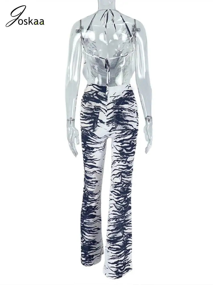 Women's Zebra Print Stripe Backless Two Piece Set Zebra Stripe – Detail View