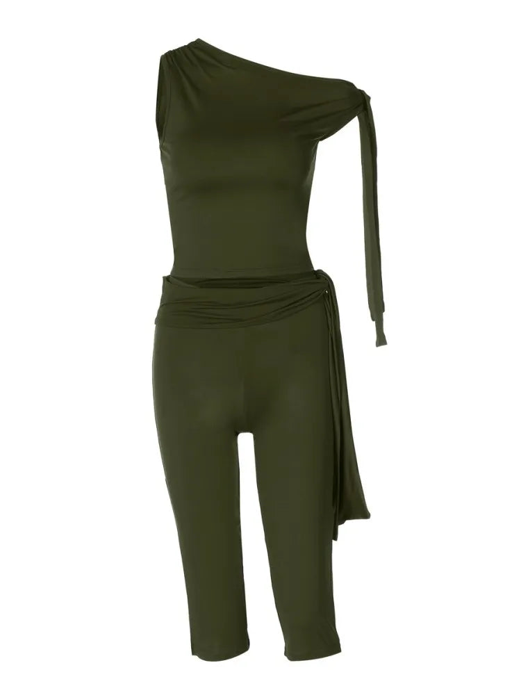 Women's Sporty Skew Collar Two Piece Set