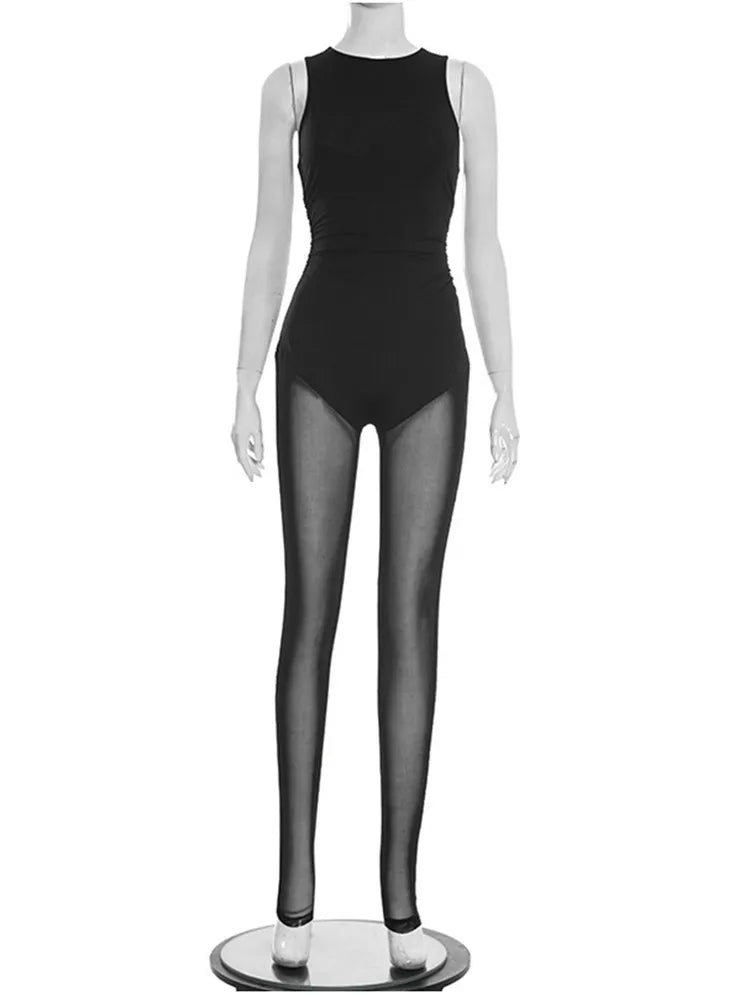Joskaa Mesh Zip Up Sleeveless Bodycon Jumpsuit - jumpsuit image 5