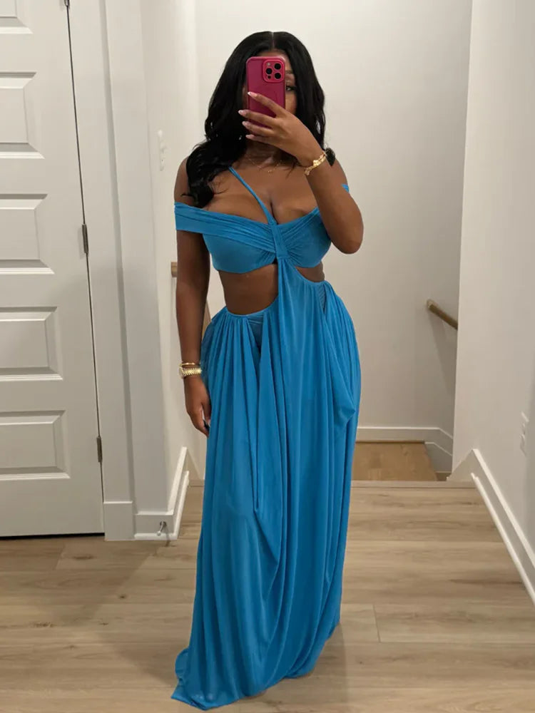 Women's Mesh Backless Cutout Strapless Maxi Dress – Women's Fashion Wholesale – Front View