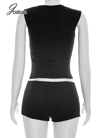 Women's Ribbed Knit Cutout Two Piece Set - Detail View 4