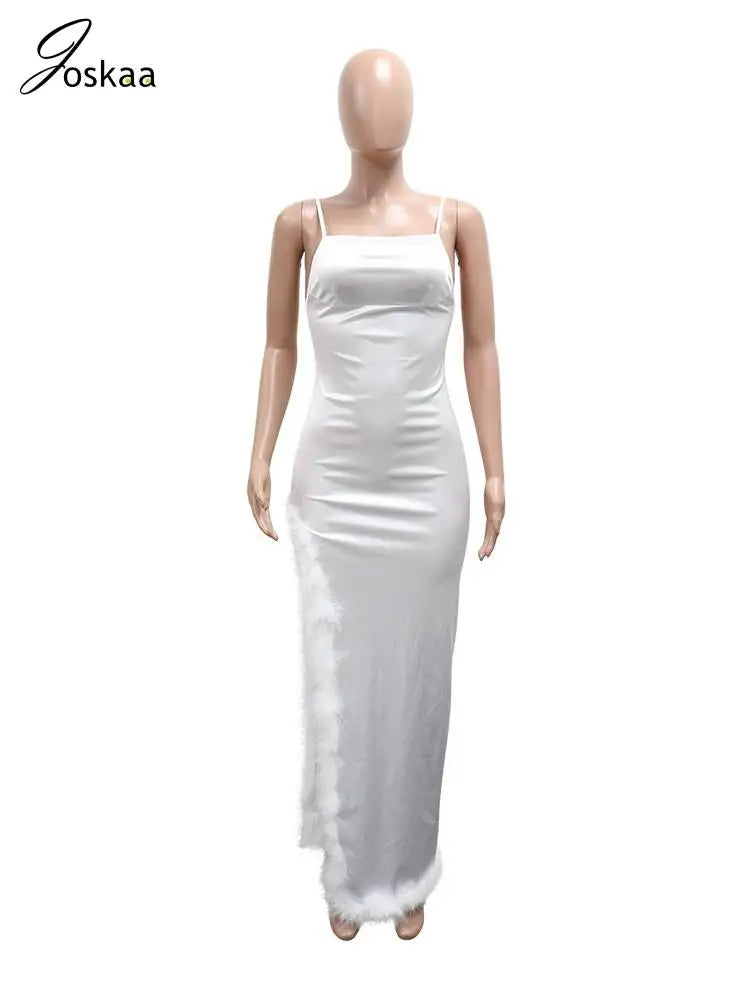 Wholesale Women's Sleeveless Bodycon Maxi Dress White – Back View