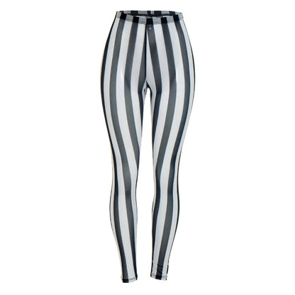 Women's Striped Mesh Bodycon Pants Vertical Stripe Leggings - Additional View 7