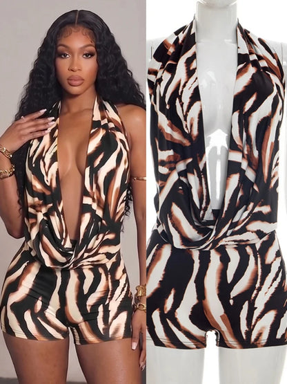 Women's Backless V-neck Halter Two Piece Set - Additional View 8
