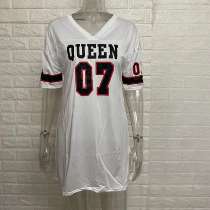 Women's Letter Print Short Sleeve Mini Dress