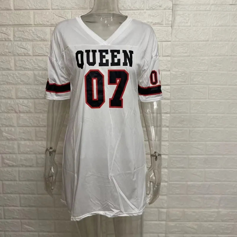 Women's Letter Print Short Sleeve Mini Dress