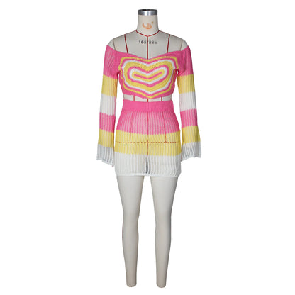 Women's Knit Long Sleeve Crop Bikini Set