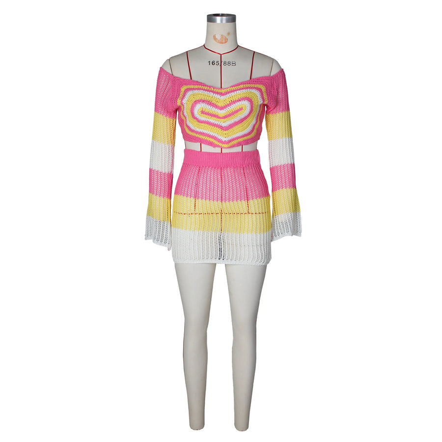 Women's Knit Long Sleeve Crop Bikini Set