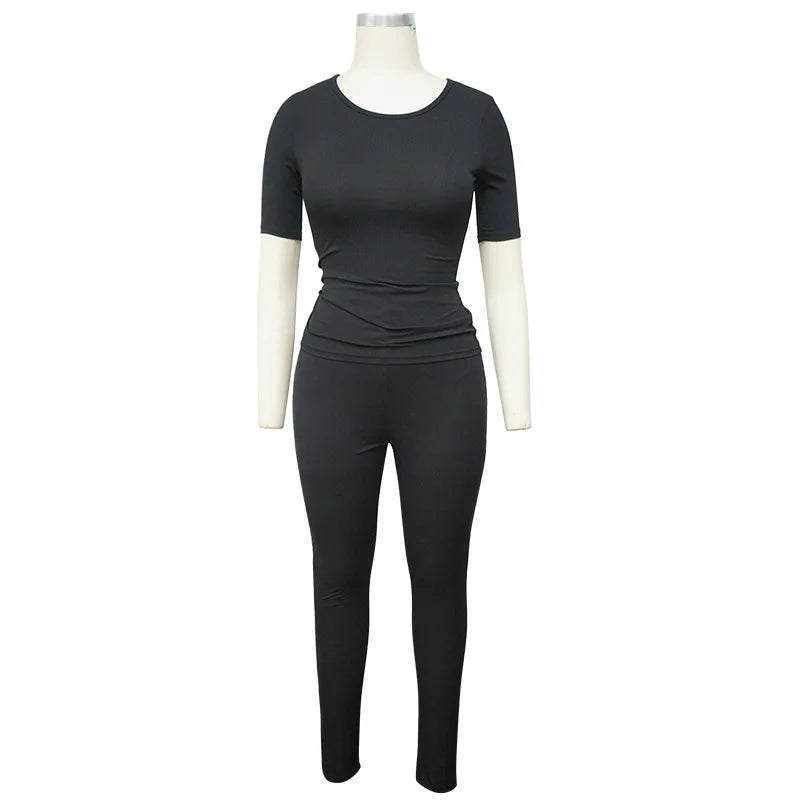 Women's Ribbed Knit Bodycon High Waist Two Piece Set - Additional View 13