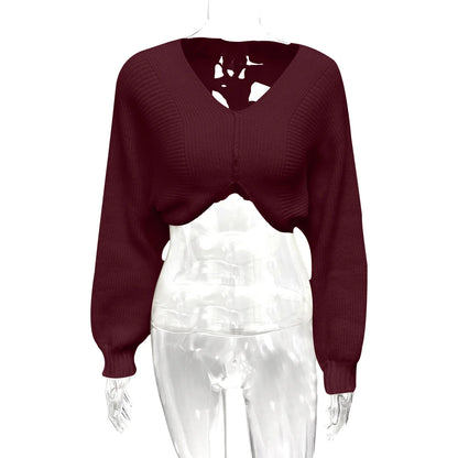 Women's Knit Long Sleeve Ribbed Irregular Knitted Top