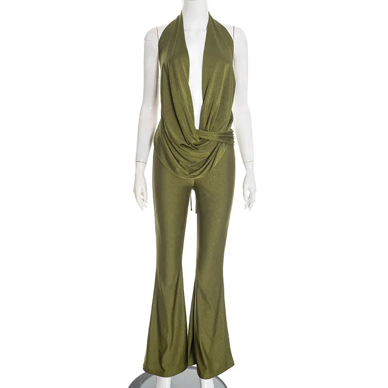 Joskaa Lace Ruched Backless Halter Romper - romper image 6