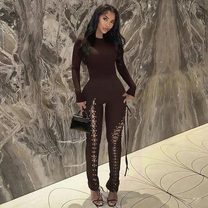 Women's Cutout Long Sleeve Bodycon Romper