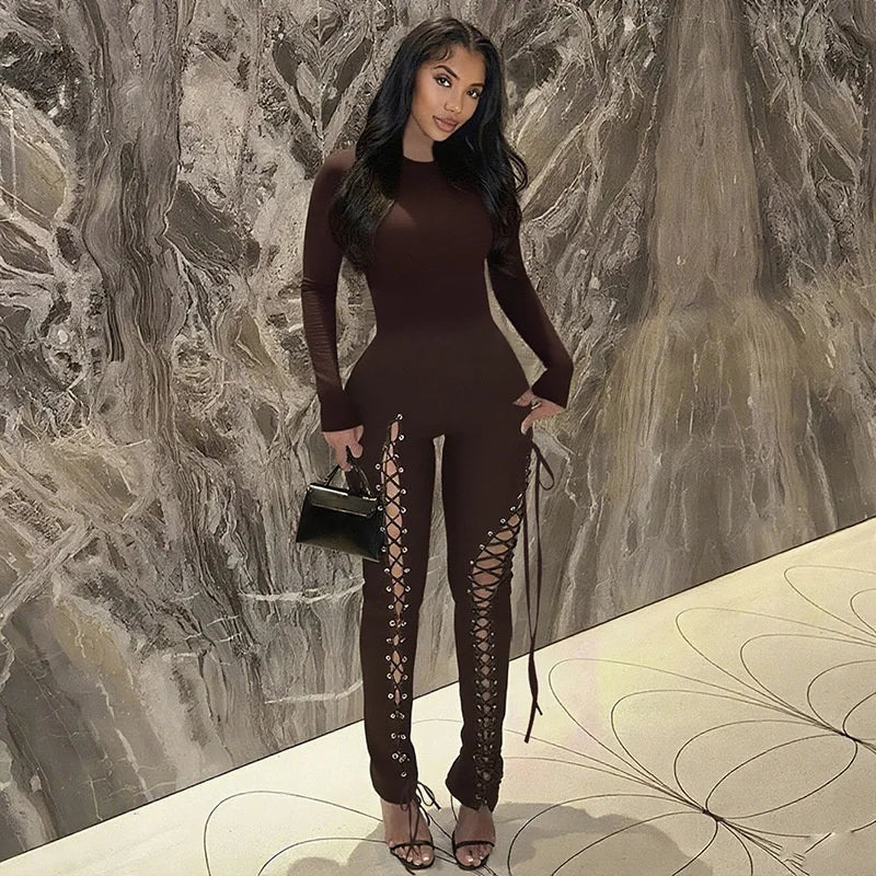 Women's Cutout Long Sleeve Bodycon Romper
