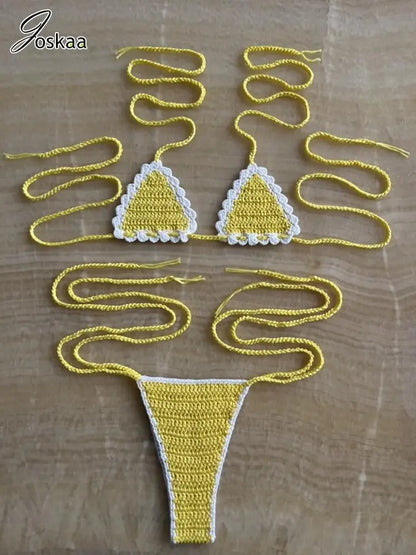 Women's Knit Ribbed Swimwear Crochet Bikini Set – Women's Fashion Wholesale – Front View