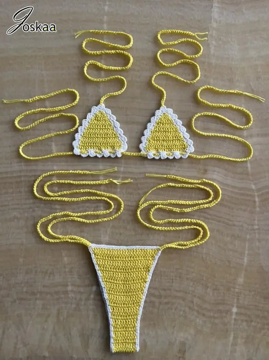 Women's Knit Ribbed Swimwear Crochet Bikini Set – Women's Fashion Wholesale – Front View