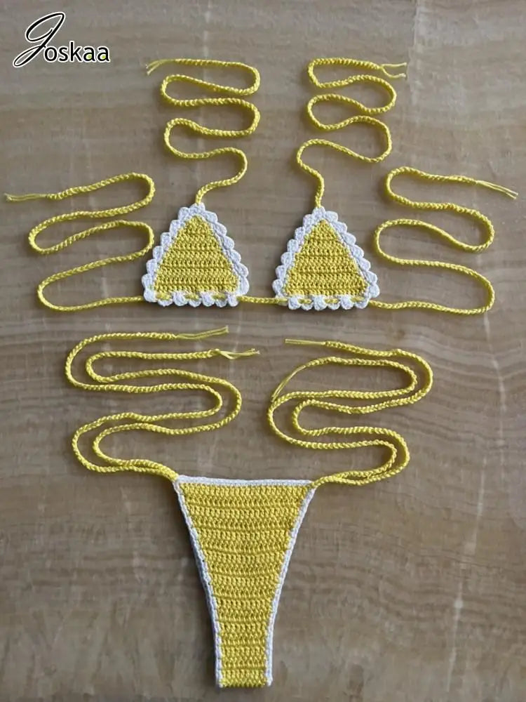 Women's Knit Ribbed Swimwear Crochet Bikini Set – Women's Fashion Wholesale – Front View