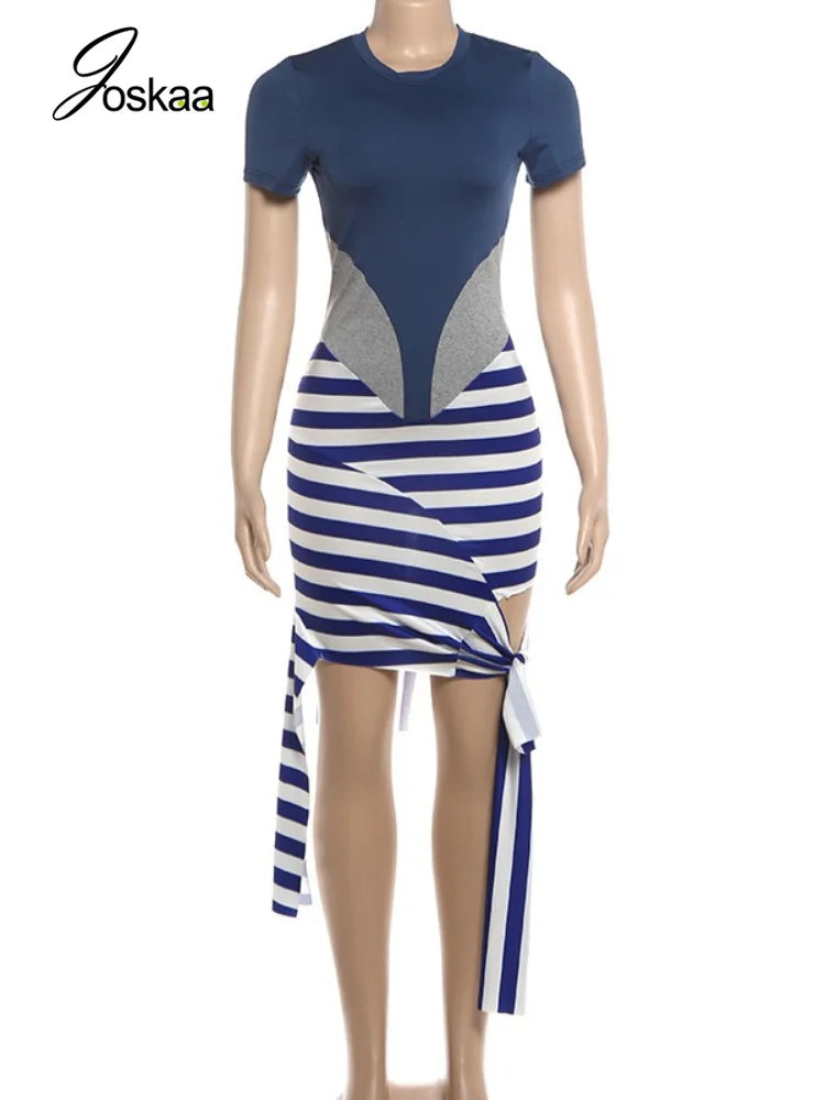 Women's Striped Bodycon Dress - Back View