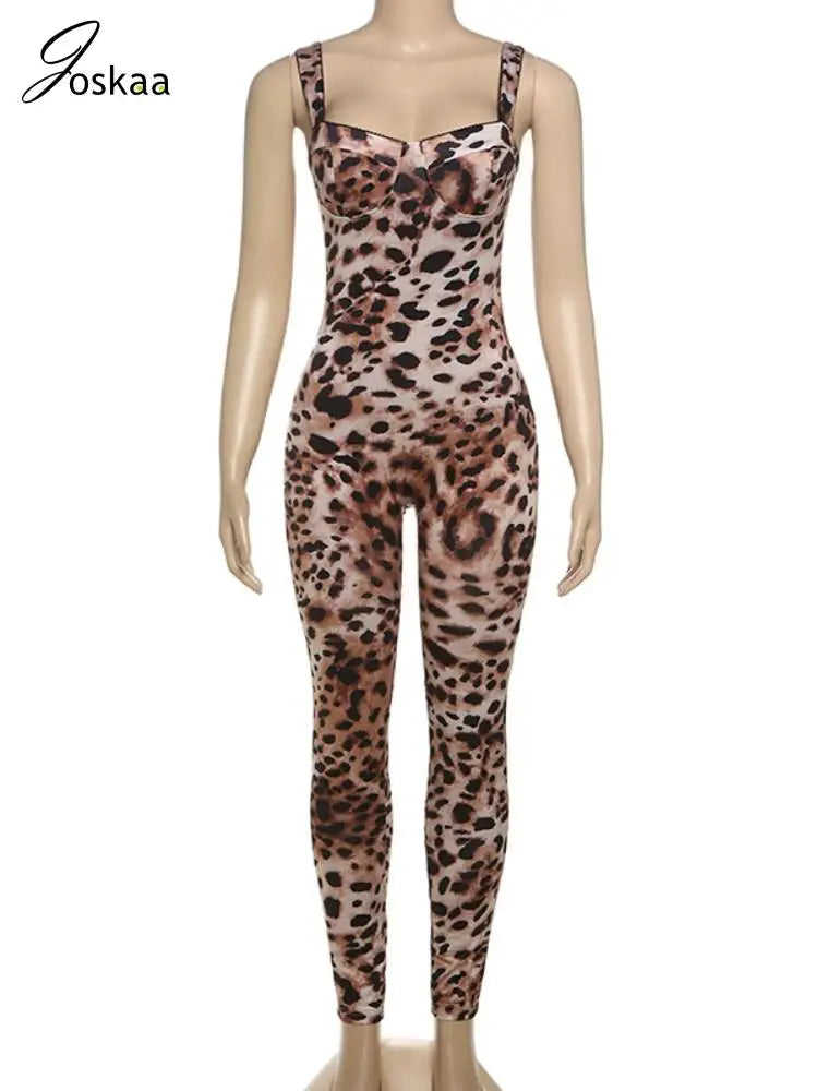 Wholesale Women's Leopard Print Sleeveless Romper Leopard Print – Back View