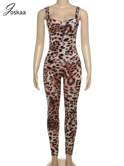 Wholesale Women's Leopard Print Sleeveless Romper Leopard Print – Back View