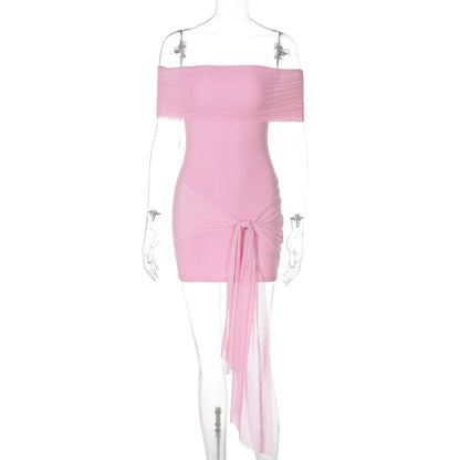 Women's Mesh Backless Strapless Mini Dress