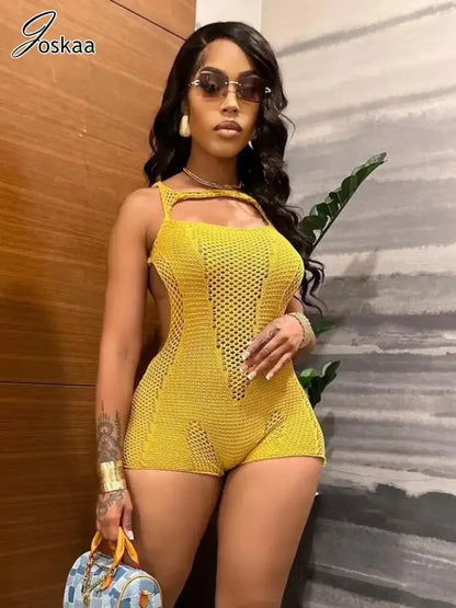 Women's Knit Backless Sleeveless Bodycon Romper – Women's Fashion Wholesale – Front View