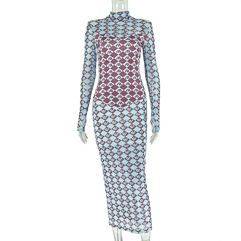 Women's Long Sleeve Fall Midi Bodycon Dress