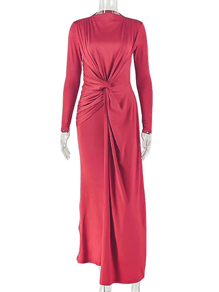 Joskaa Ruched Long Sleeve Bodycon Maxi Dress - maxi dress image 5